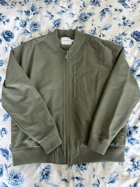Topman Olive Green Bomber Jacket - Men's Zip-Up Size XL